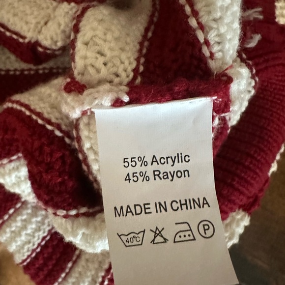 Red and White Striped Women's Sweater - Picture 3 of 3
